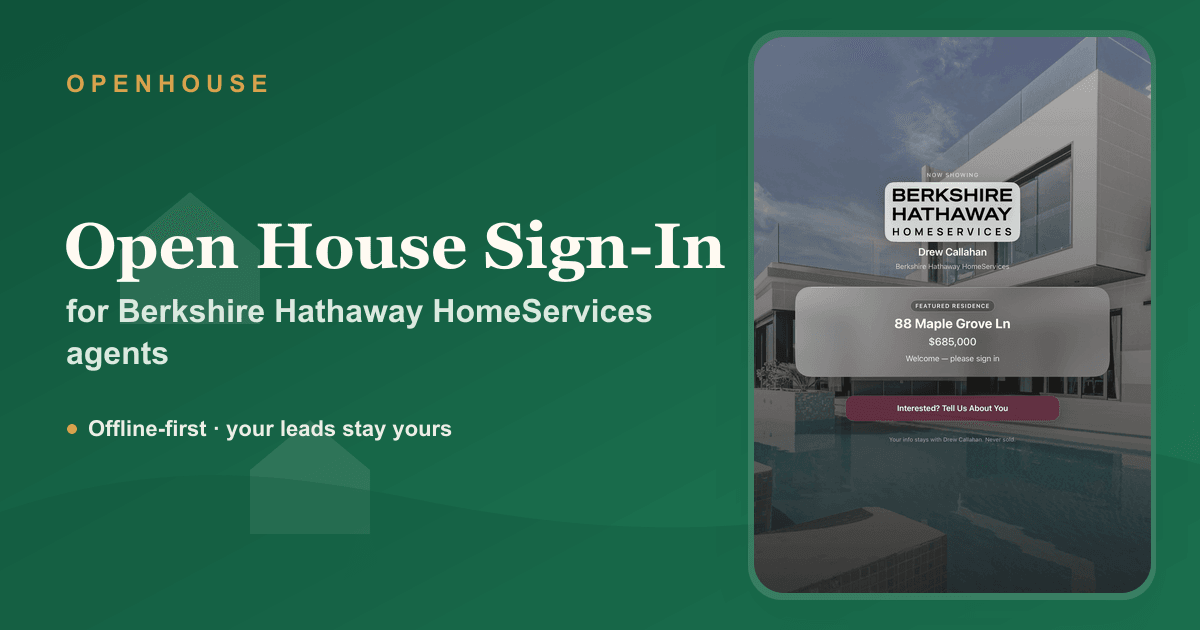 Berkshire Hathaway HomeServices Open House Sign-In Sheet
