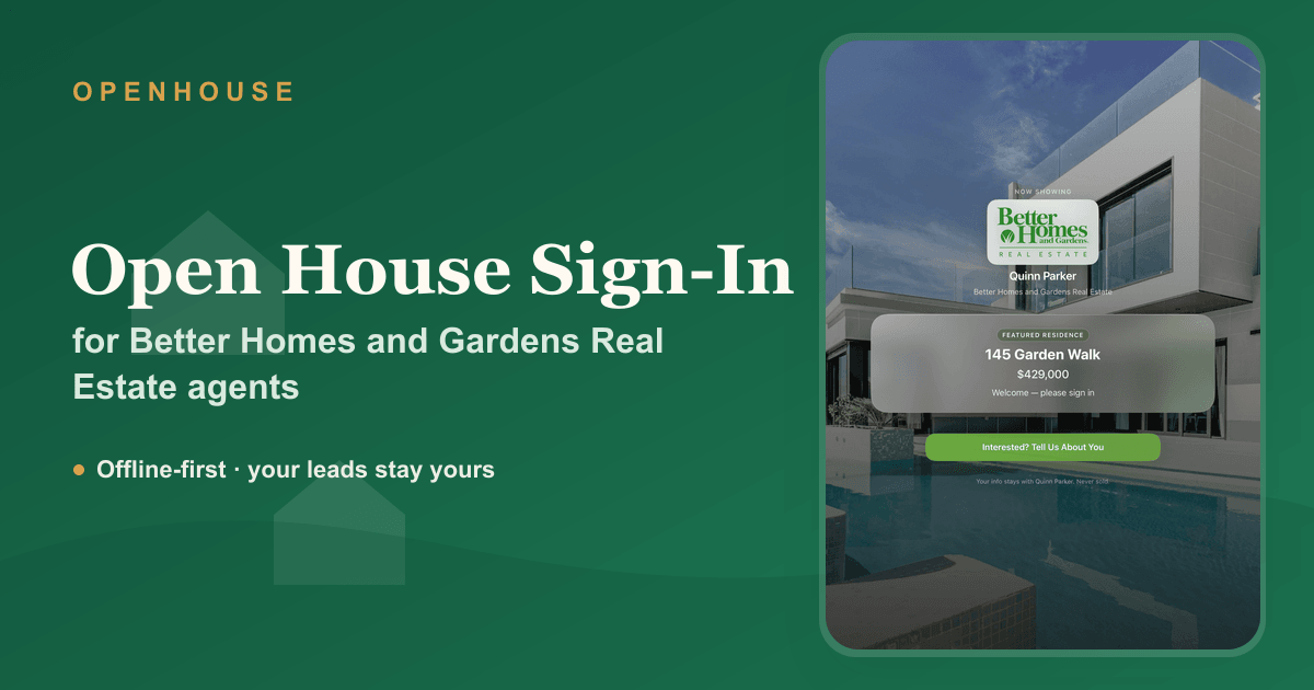 Better Homes and Gardens Open House Sign-In Sheet