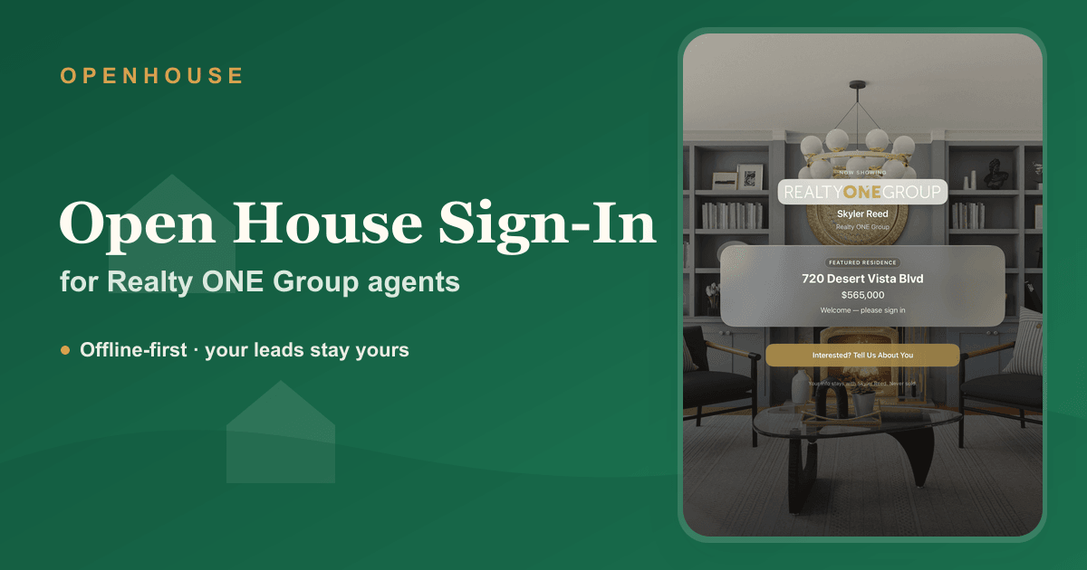 Realty ONE Group Open House Sign-In Sheet (iPad App)